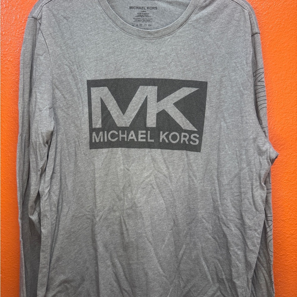 Michael Kors Gray Logo Long Sleeve Tee
